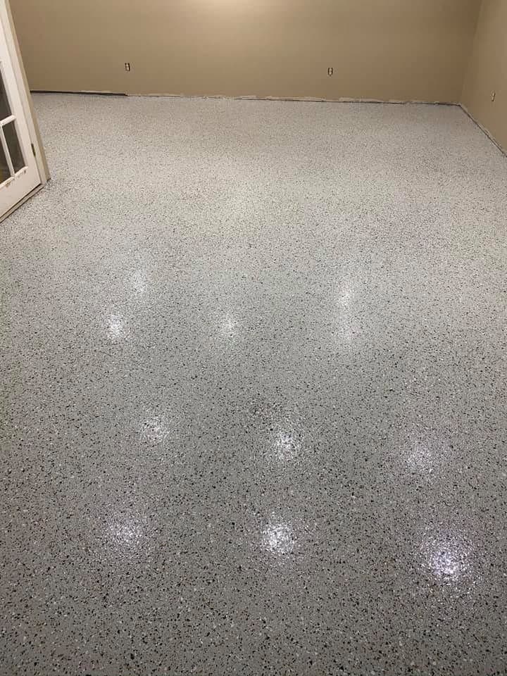 Flake epoxy garage floor