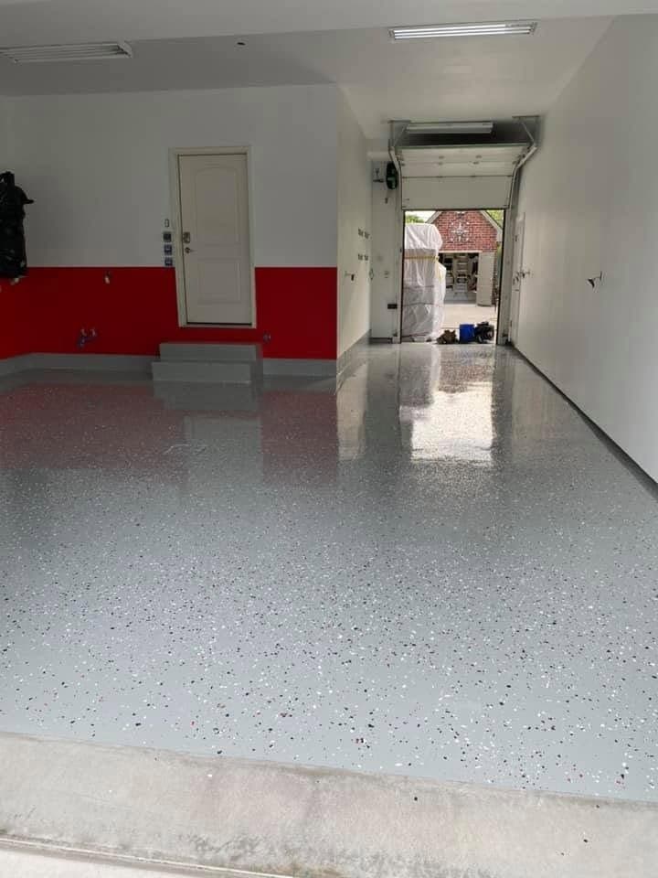 Flake epoxy garage floor
