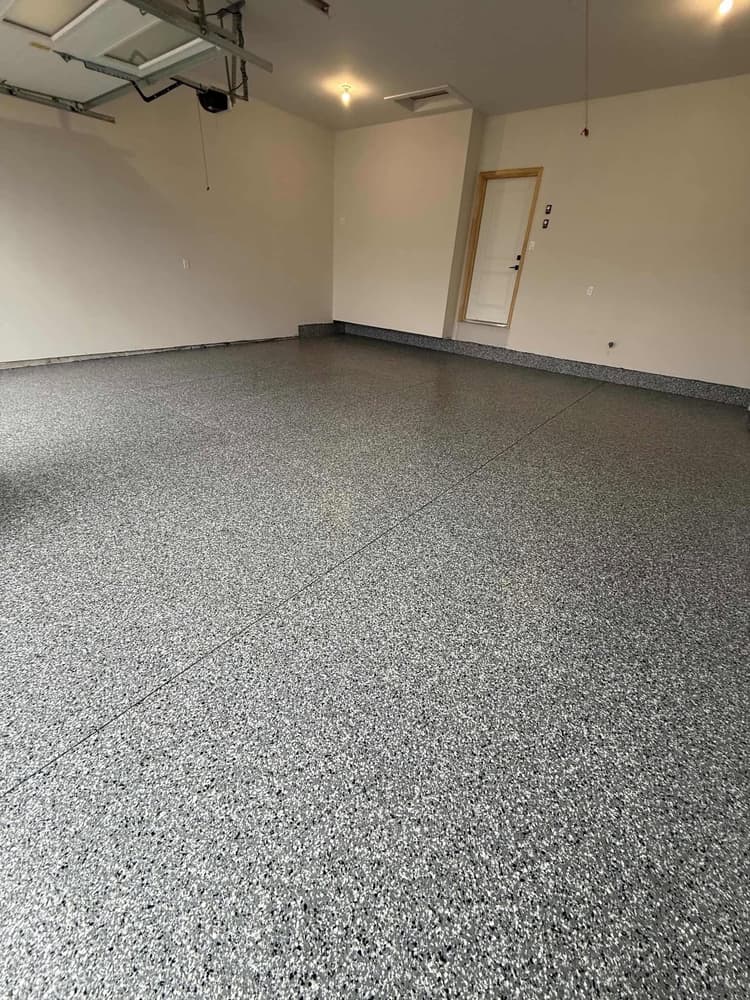 Flake epoxy garage floor, Comber