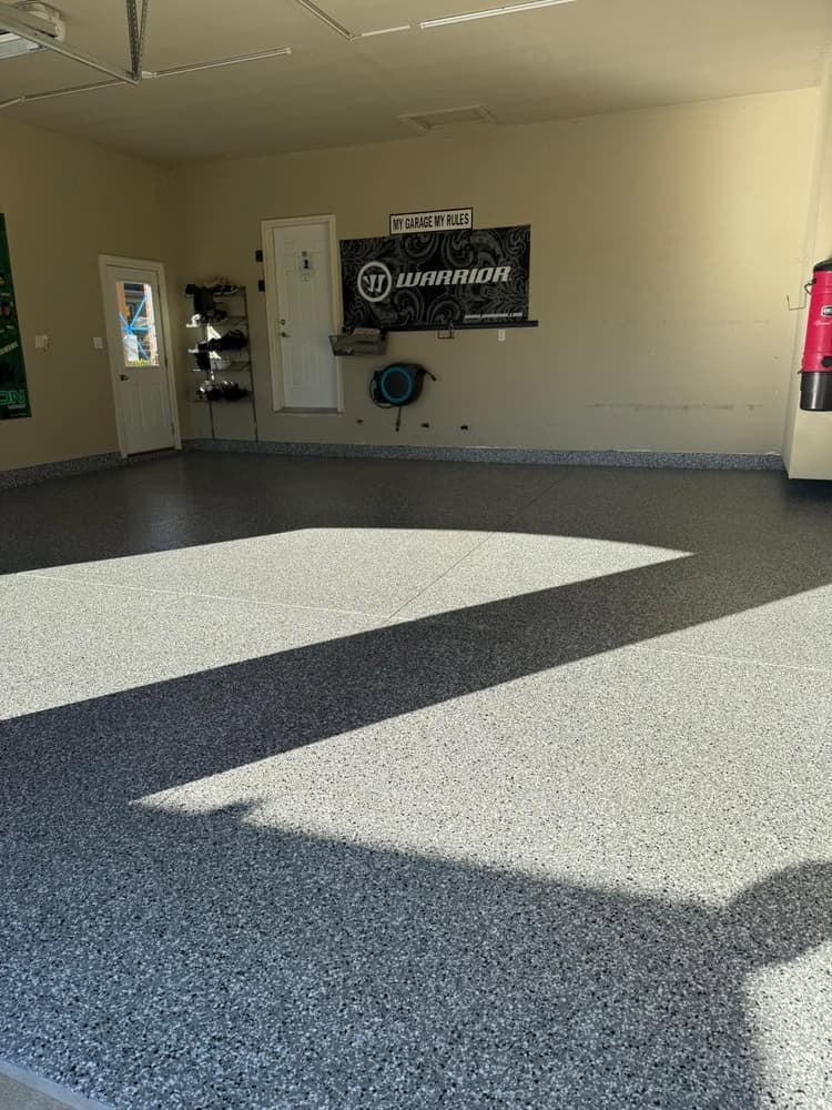 Flake epoxy garage floor, Corunna