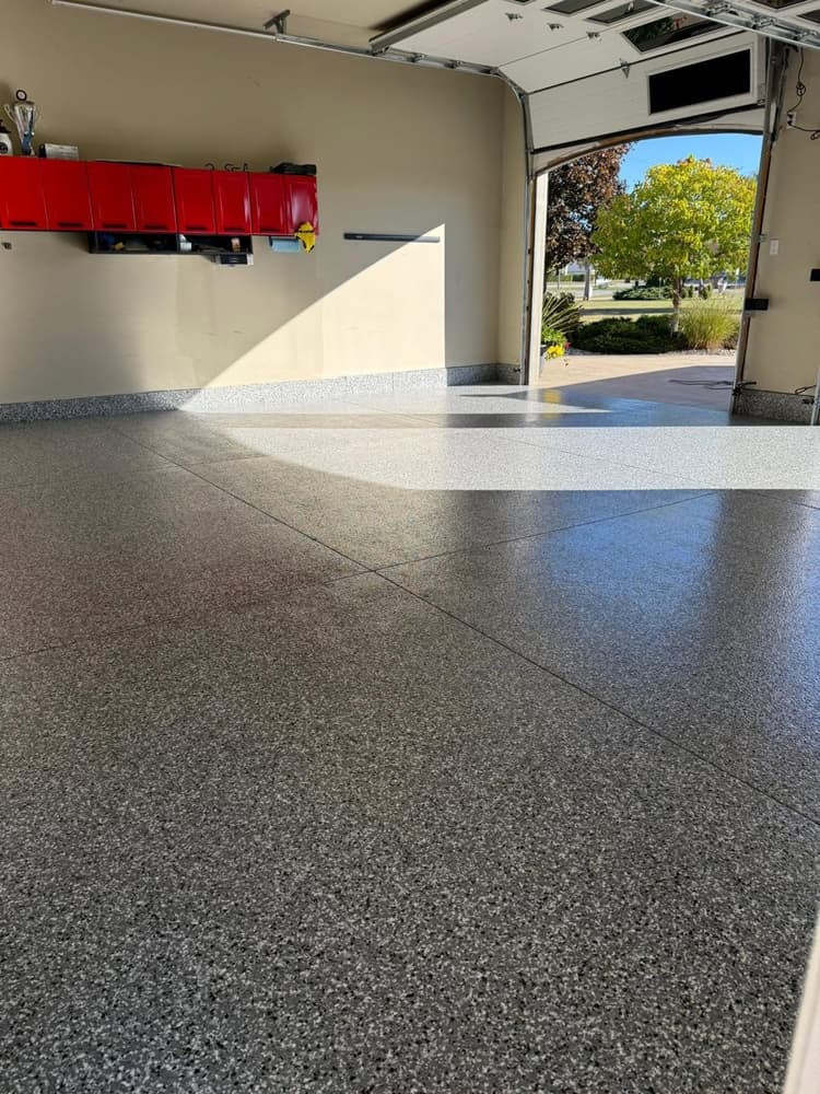 Flake epoxy garage floor, Corunna