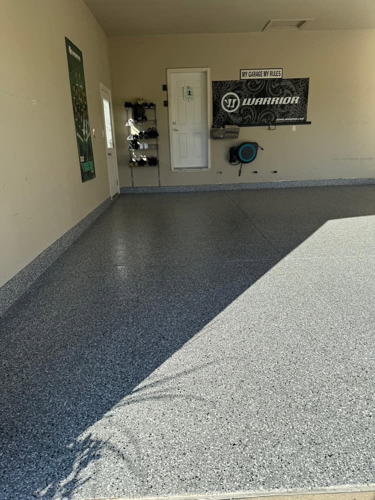 Flake epoxy garage floor, Corunna