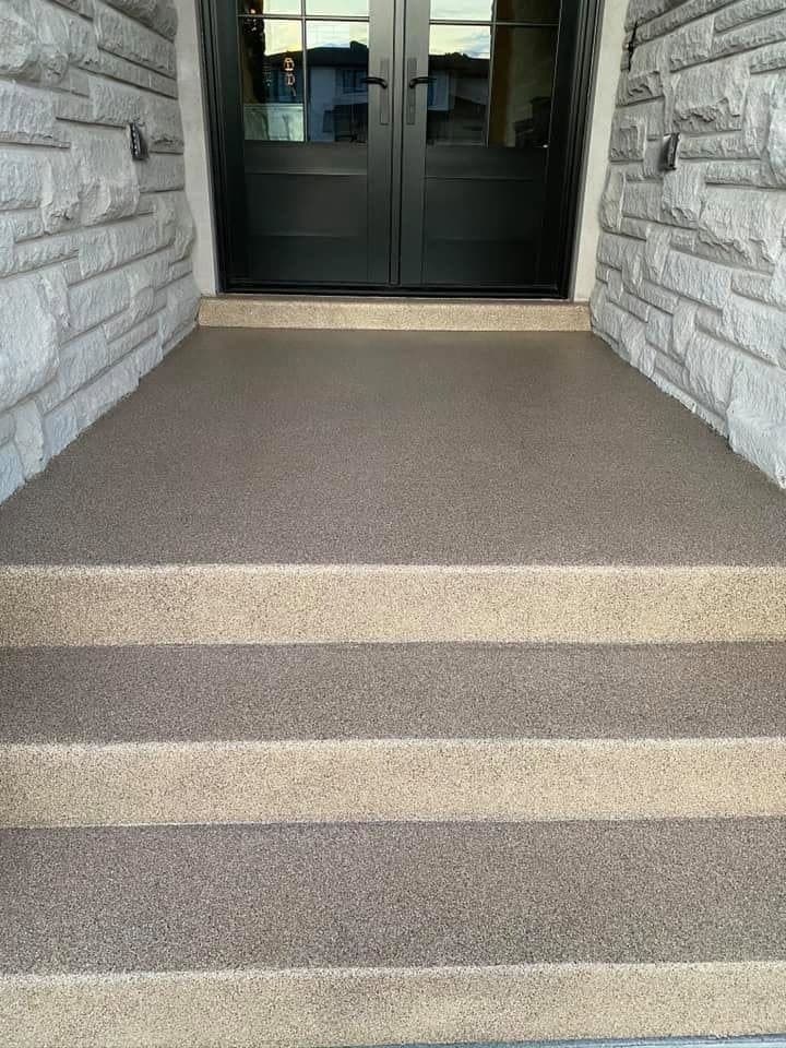 Flake epoxy patio and steps