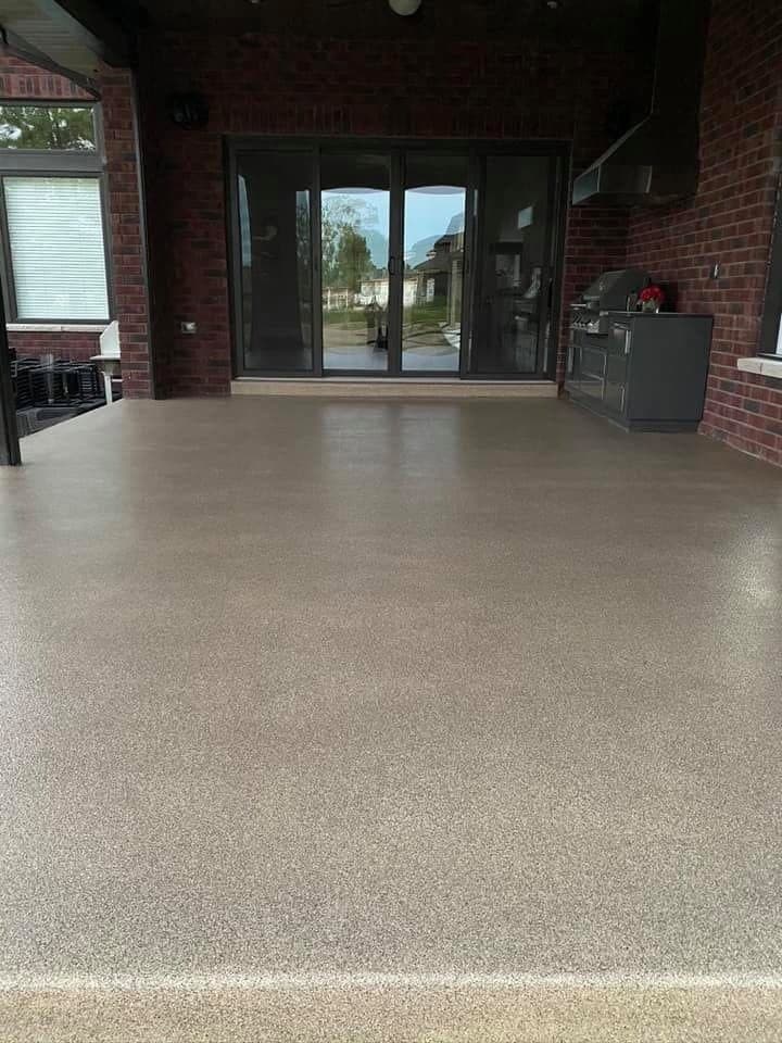 Flake epoxy patio and steps