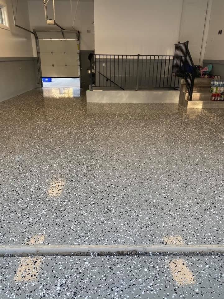 Flake epoxy patio and steps