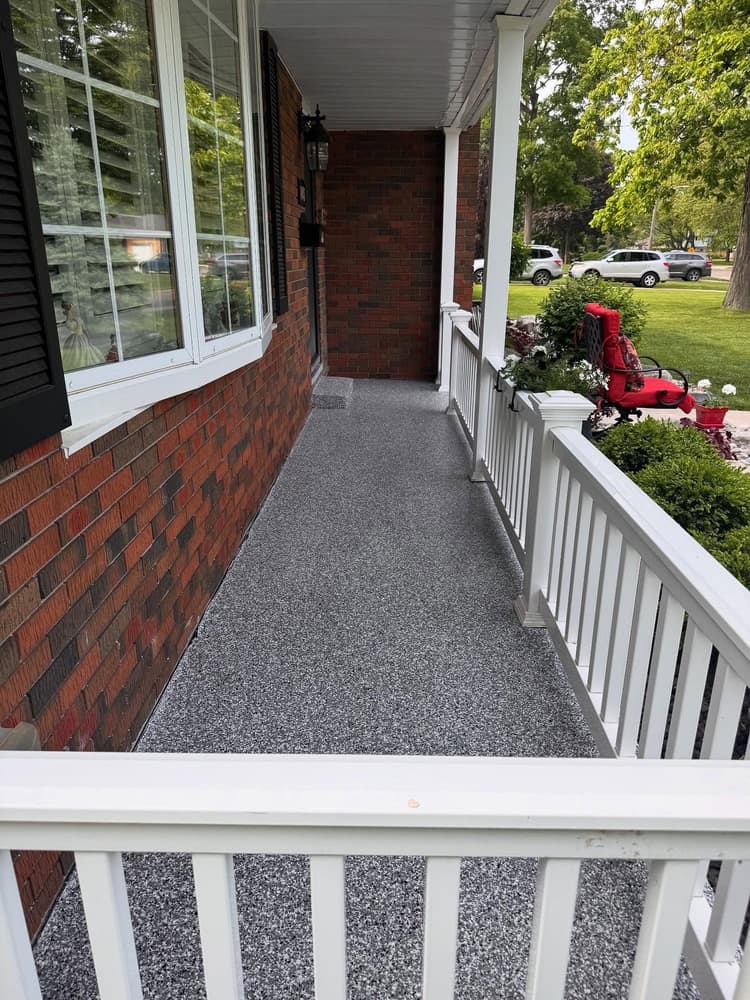 Flake epoxy patio and steps, Sarnia