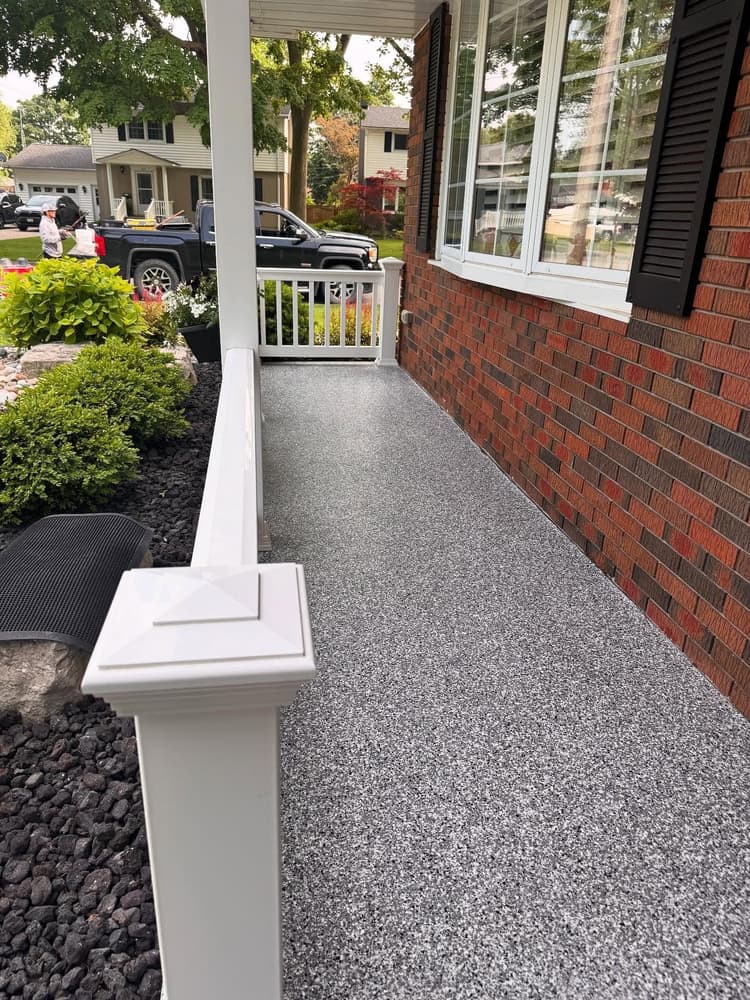 Flake epoxy patio and steps, Sarnia