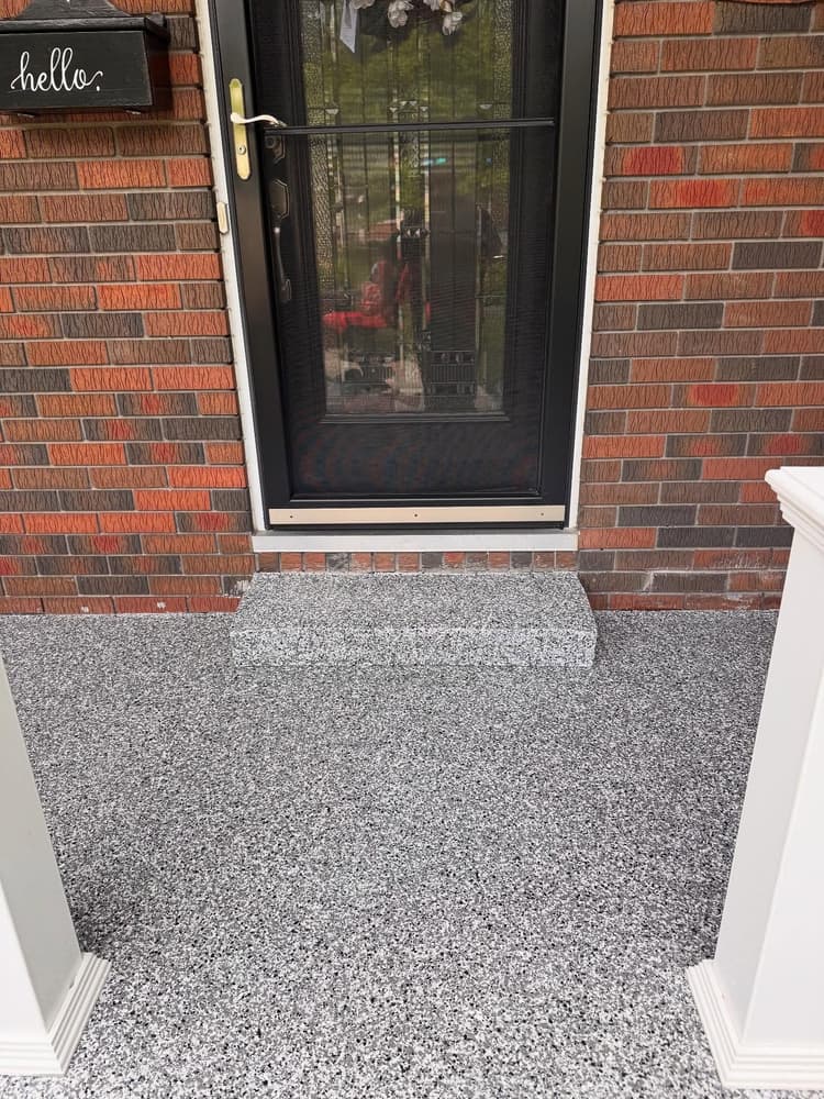 Flake epoxy patio and steps, Sarnia